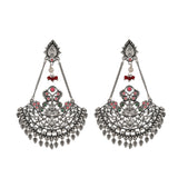 Abharan Teardrop Cut White and Round Pink Stones Drop Earrings