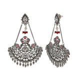 Abharan Teardrop Cut White and Round Pink Stones Drop Earrings