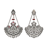 Abharan Teardrop Cut White and Round Pink Stones Drop Earrings