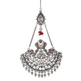 Abharan Ethnic White Pearls and White Stone Maang Tika