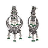 Abharan White Pearls and Stones Drop Earrings