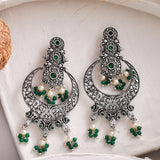 Abharan White Pearls and Stones Drop Earrings