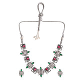 Abharan Casual White and Green Stones Jewellery Set