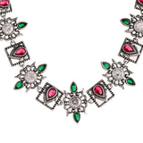 Abharan Casual White and Green Stones Jewellery Set