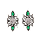 Abharan Casual White and Green Stones Jewellery Set