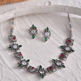 Abharan Casual White and Green Stones Jewellery Set