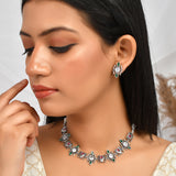 Abharan Casual White and Green Stones Jewellery Set