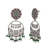 Abharan Pink Stones and Pearls Drop Earrings