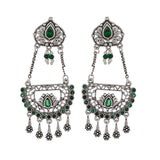 Abharan Teardrop Cut Green Stones Drop Earrings