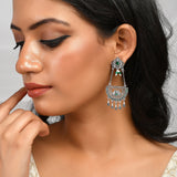 Abharan Teardrop Cut Green Stones Drop Earrings