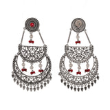 Abharan Pink Stones and Pearls Layered Drop Earrings