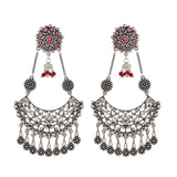 Abharan Round Cut Pink Stones and Pearls Drop Earrings