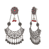 Abharan Round Cut Pink Stones and Pearls Drop Earrings