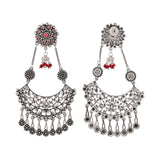 Abharan Round Cut Pink Stones and Pearls Drop Earrings