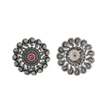 Abharan Red and White Round Cut Stones Stud Earrings