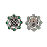 Abharan Green Round Cut Stones Stud Earrings