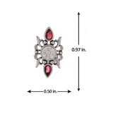 Abharan Casual White and Red Stones Stud Earrings