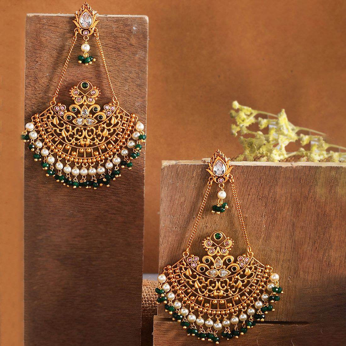 Green deals ethnic earrings