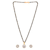 Sparkling Elegange White Round Cz Studded Gold Plated Mangalsutra Set