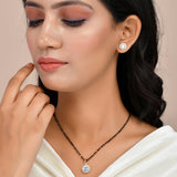 Sparkling Elegange White Round Cz Studded Gold Plated Mangalsutra Set