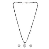 Sparkling Essential White Heart Shaped Cz Studded Silver Magalsutra Set