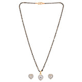 Sparkling Essential White Heart Shaped Cz Studded Gold Plated Mangalsutra Set