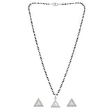 Sparkling Essential White Cz Studded Triangular Silver Mangalsutra Set