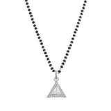 Sparkling Essential White Cz Studded Triangular Silver Mangalsutra Set