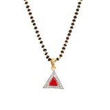 Sparkling Essential Red Cz Studded Triangular Gold Plated Women Mangalsutra Set