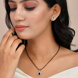 Sparkling Essentials Blue Teardrop Shaped Gold Plated Mangalsutra Set