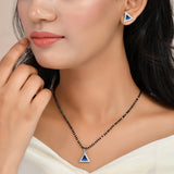 Sparkling Essentials Blue Triangular Mangalsutra Set