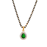 Sparkling Essentials Green Teardrop Shaped Gold Plated Mangalsutra Set