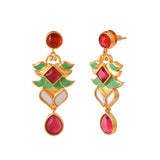 Forever More Pink Green Lotus Drop Earrings