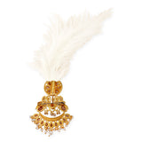 Apsara Groom Red Enamelled with Pearl Golden Kalangi with White Feather