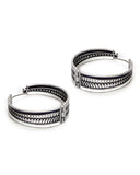 Trendy Hoops Oxidised Silver Blue Earrings